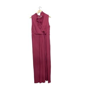 Est. 1946 Womens Plus‎ Size 14/16W Berry Pink Pleated Ruffle Romper Sleeveless